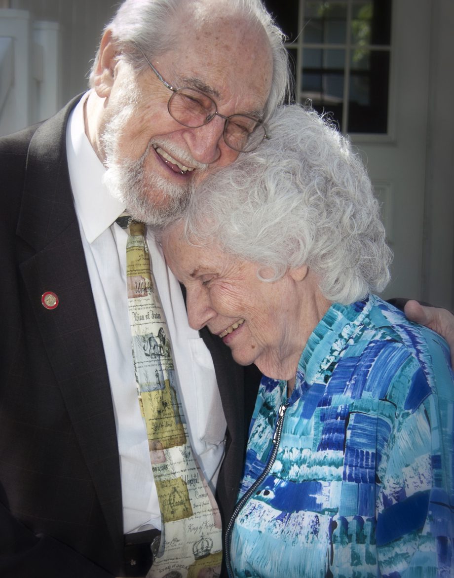 An A&D client and her husband sharing a warm moment at home